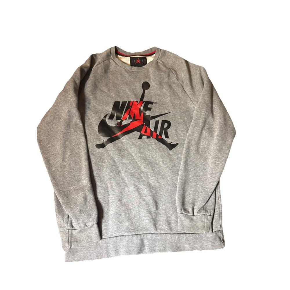 Men's Nike Air Jordan Jumpman Classics Gray Crew Sweatshirt Size Small Vtg